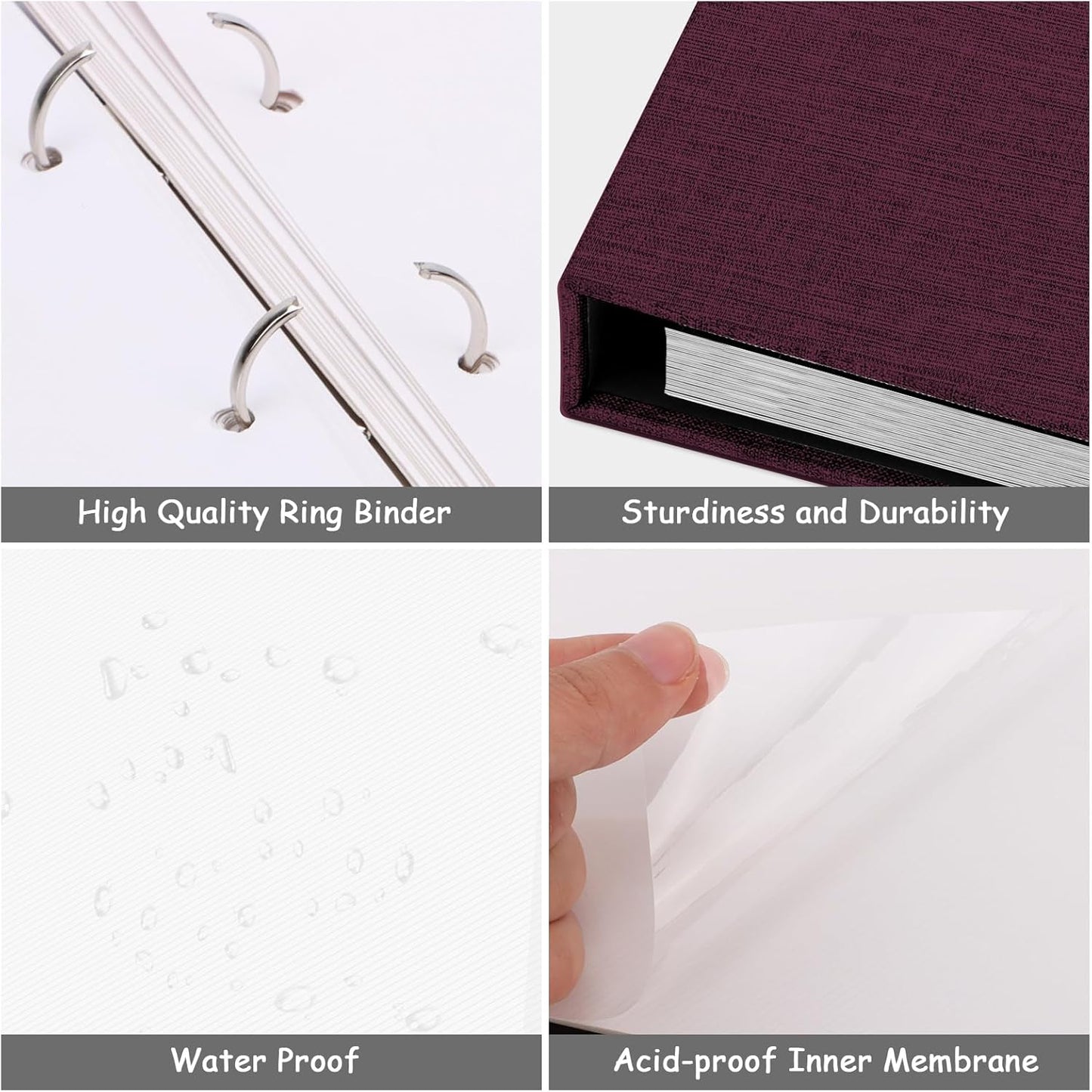 Zesthouse 18 In Photo Album Self Adhesive with Picture Display Window, 3-Ring Scrapbook Albums 60 Pages Holds 10x12 8x10 5x7 4x6 Photos, DIY Photo Book Ideal Gift for Family Wedding Baby