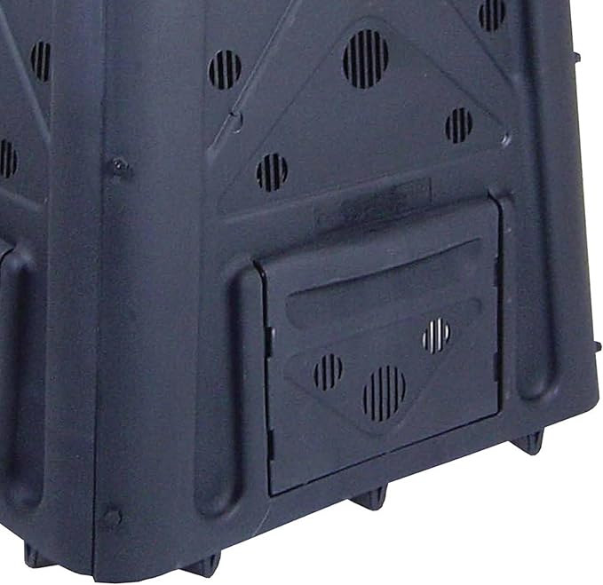Redmon Outdoor Compost Bin with Lift Off Lid, 4-Door Access & Vent Holes, 65 Gallon, Black - Composting Bin Container for Kitchen Food Waste Recycling