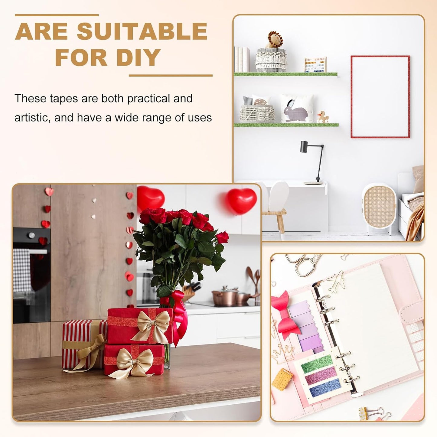 PATIKIL 2 Roll Glitter Paper Washi Tape, Washi Decorative Tape for Crafts, Green