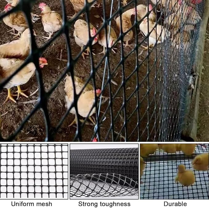 Plastic Garden Fence Animal Barrier,3.28 x 66 FT Heavy Duty Hard Plastic Mesh Fencing,Reusable Safety Temporary Fence Roll with Zip Ties,Snow Fence for Pool Deer Rabbit Chicken Dog Poultry-Black