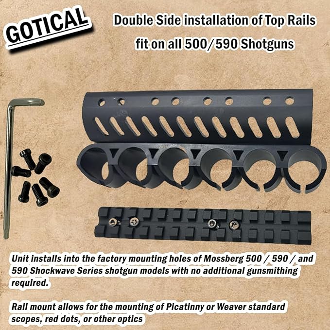 Gotical – Quick Detach Saddle Side 12 Gauge 6 Round Shell Holder Carrier Plate Carrier Kit Mossberg 500/590 Side Saddle & Durable