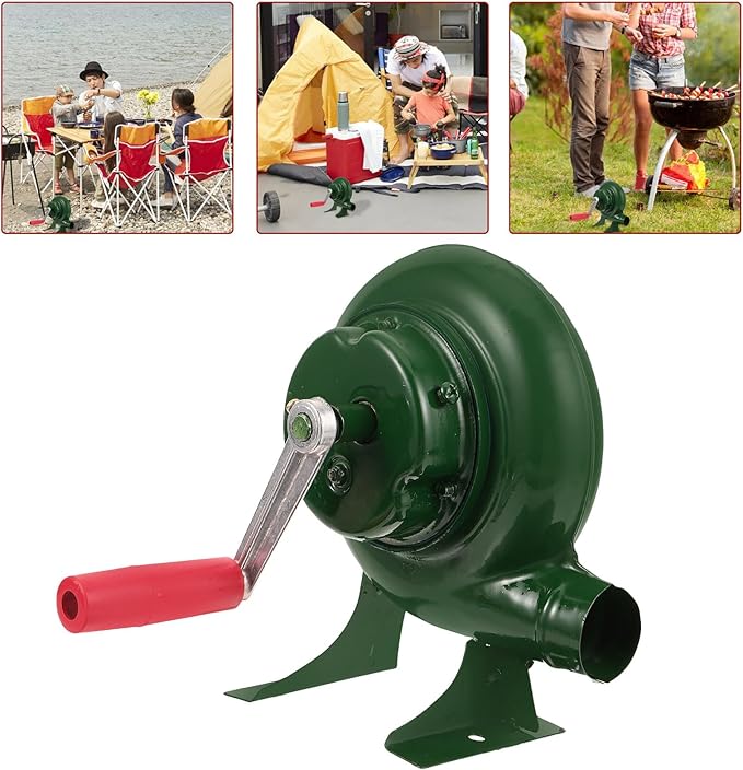Manual Hand Crank Air Fire Blower Iron Barbecue Fan for Outdoor Grill Camping Picnic Portable Stove Fire Pit Tool