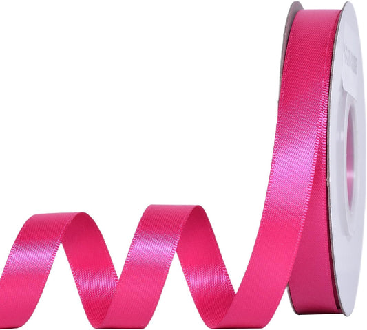 YAMA Hot Pink Double Faced Satin Ribbon 1/2 Inch 25 Yards Hot Pink Fabric Ribbons for Gift Wrapping Crafts Bows Wedding Party Decoration