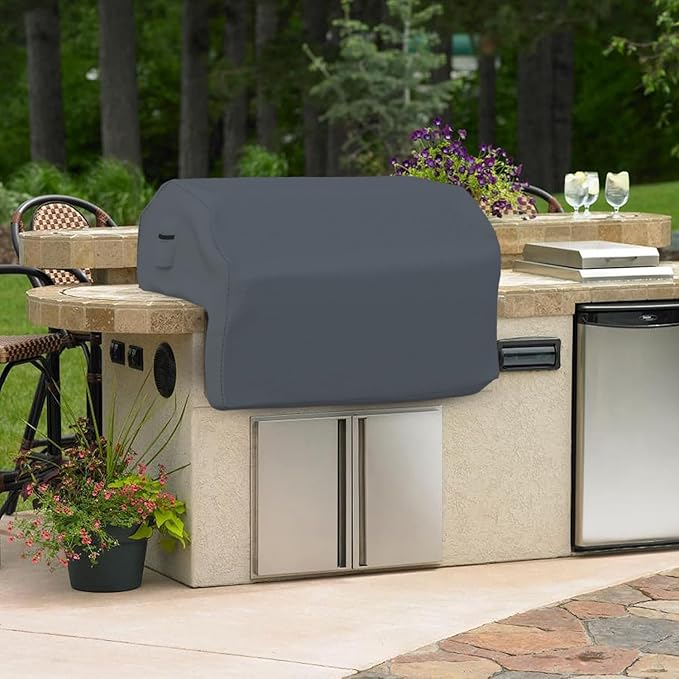 Covers & all Built-in Outdoor Grill Cover, Durable 12 Oz Waterproof Cover Max Material with Air Pocket & Elastic for Snug Fit (57" W x 27" D x 26" H Inches, Grey)