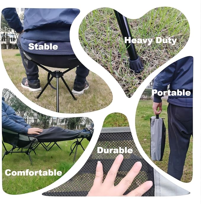 Portable Camping Chair Foot Rest Stool Lightweight Heavy Duty Folding Outdoor Picnic Beach Travel Fishing Backpacking,Durable 600D Oxford Cloth,Sturdy Aluminum Alloy Frame,with Carry Bag