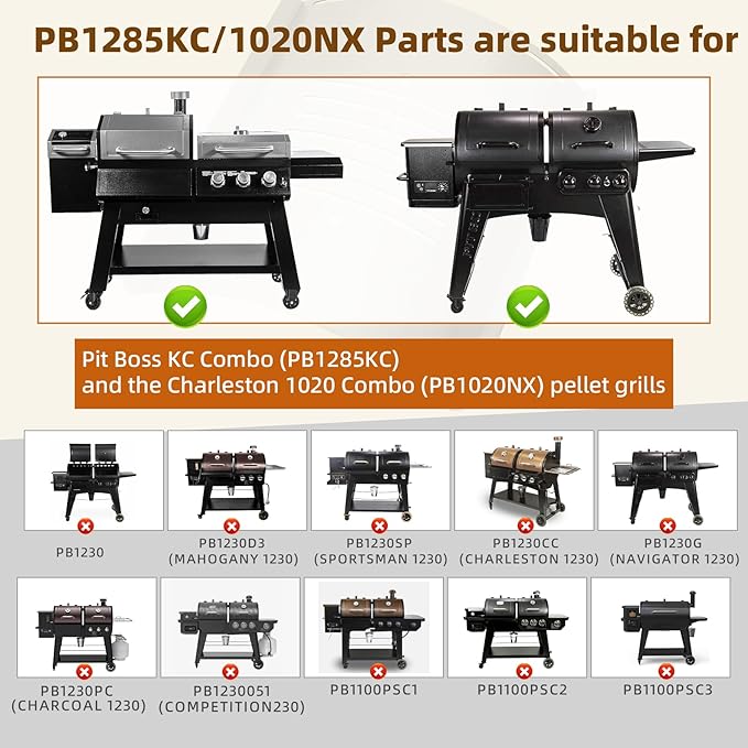 PB1285KC Flame Broiler Kit for Pit Boss KC Combo Pellet Grills, PB1285KC Replacement Parts Compatible with Platinum KC(PB1285KC), PB1020NX, Charleston 1020 Series, Includes Main Plate, Sliding Lid