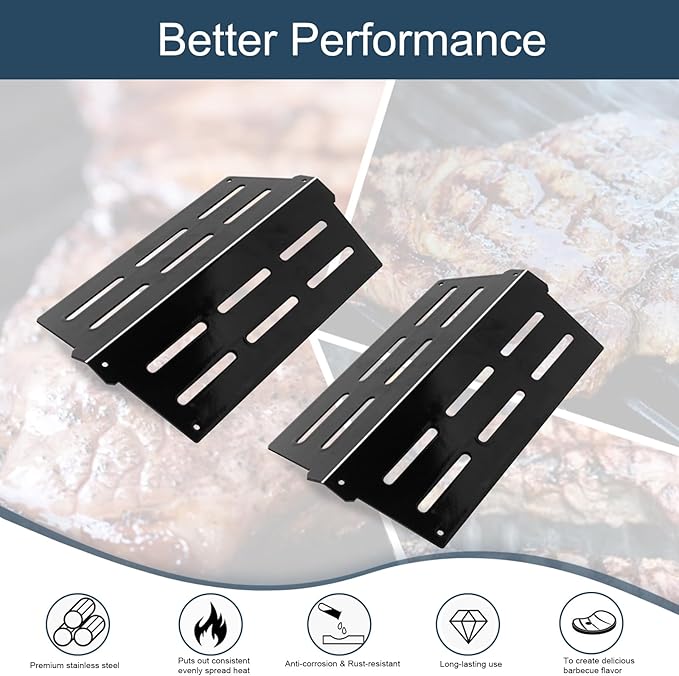 Heat Deflectors for Weber Genesis 300 Series Grills with Front Control Knob, Genesis S310 S320 S330 E310 E320 E330,13.26" Heat Deflectors for Weber 7620 7621 (7622 * 2, Porcelain Steel)