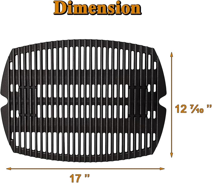 One-Piece Q100 Q1200 Grill Grates Replacement Parts for Weber Gas Grill Parts Q1200 Q 1200 Q100 Q1400 Q120 Q 1000 Q 100 Q140 Grates Weber Baby Q 7644 7582 386002 51010001 Cast Iron Cooking Grates