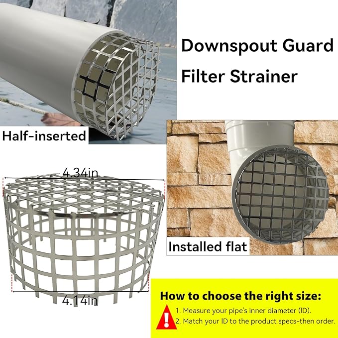 PVC Termination Mesh Vent Cover Cap, 304 Stainless Steel for 4.24" to 4.34" ID PVC Pipes – Furnace, Roof Vent, Exhaust Pipe Protector – Rustproof, Debris & Bird Guard – Conical Design for Max Airflow