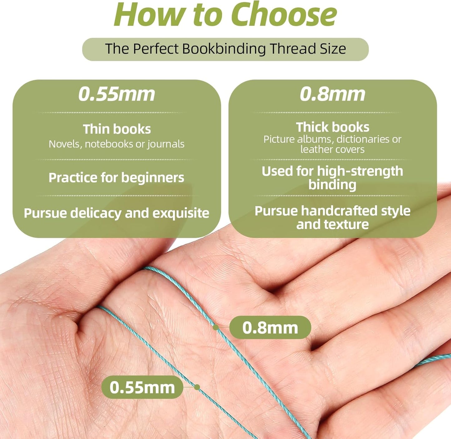 Natural Waxed Thread, 0.55mm/0.8mm, Wax Thread for Handcrafted Wrapping, Sewing, Bookbinding, Leather Threads, Beginners Craft DIY, Hemp Cord (Teal/Aqua/Forest, 0.8mm/16 Yards)