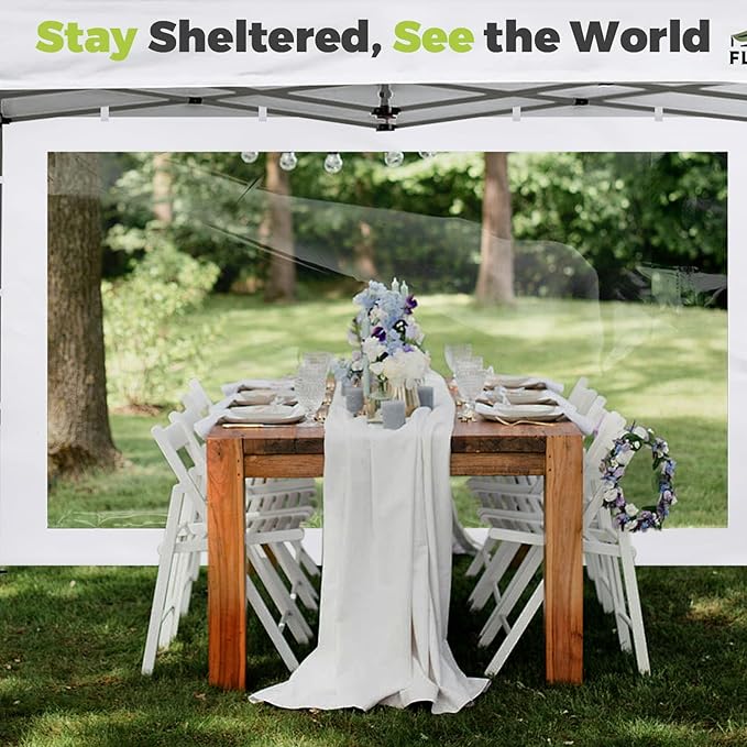 Instant Canopy Sidewalls for 10x10 Pop Up Canopy Tent, 300D Waterproof Material for Outdoor Events, Vendor Booths, and Privacy (Sidewalls Only, Canopy Not Included) (White, 10x10ft-clear Window)