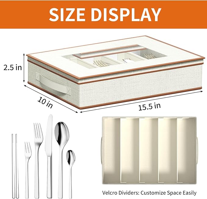 Aokeyee China Storage Containers Hard Shell 8 Piece, Mug, Wine Glass, Utensils, Plate Storage Containers w/Lid, Soft Dividers Felt Pads, Handles, Stackable Storage Organizer for Moving, Party, Ivory