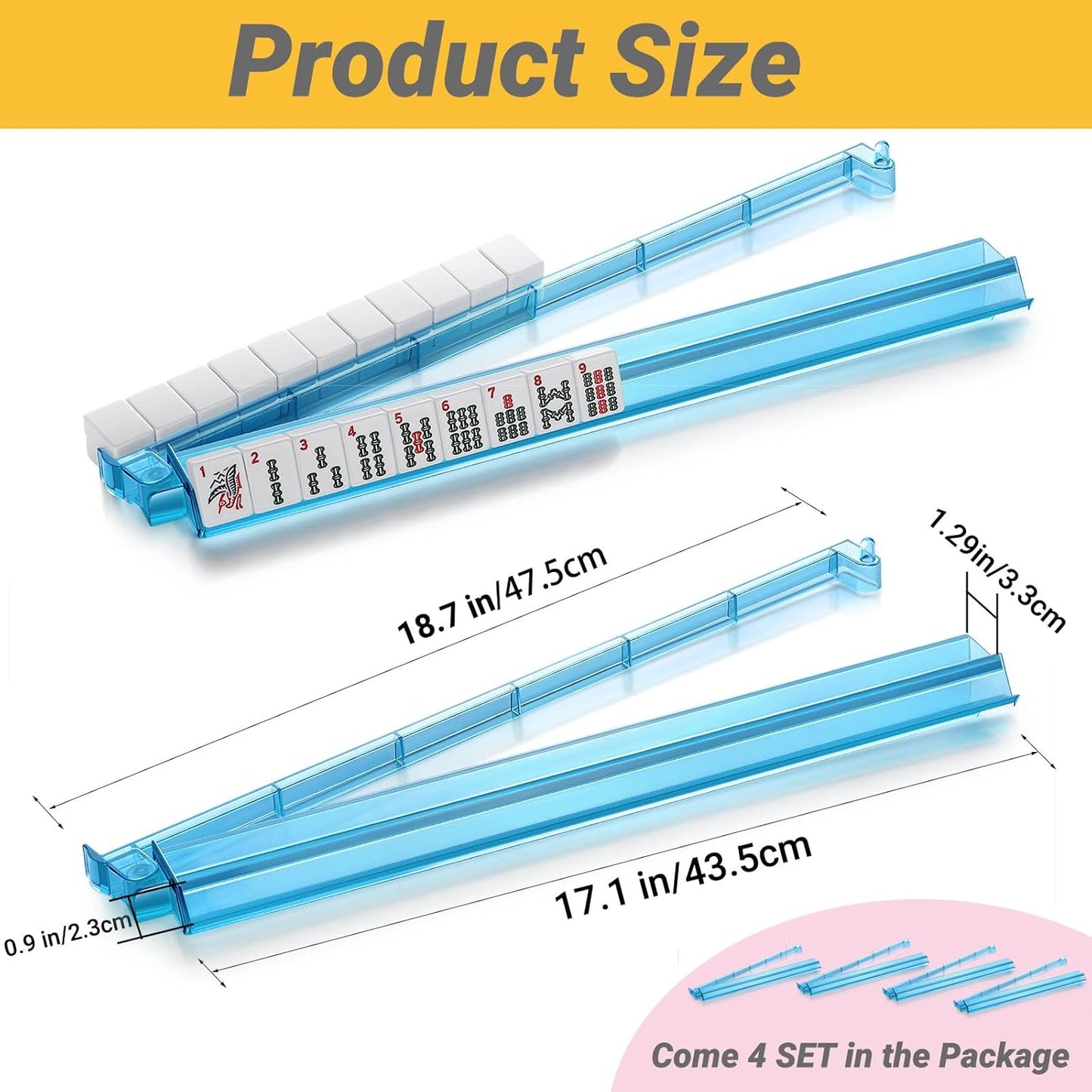 Mahjong Racks with Pushers,4 Colors Acrylic American Majiang Tile Racks,Imports Modern Mahjong Racks with Built-in Pushers- Set of 4