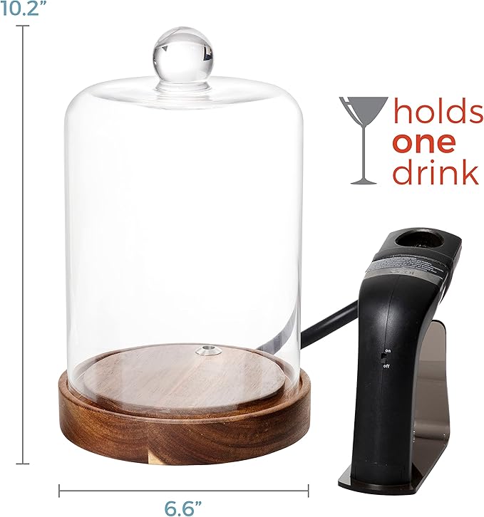 Crafthouse by Fortessa Individual Mini Glass Smoke Cloche for Cocktails/Charcuterie/Drinks/Food with Handheld Smoker, 3 Pieces, Clear (CFH.5.9211)