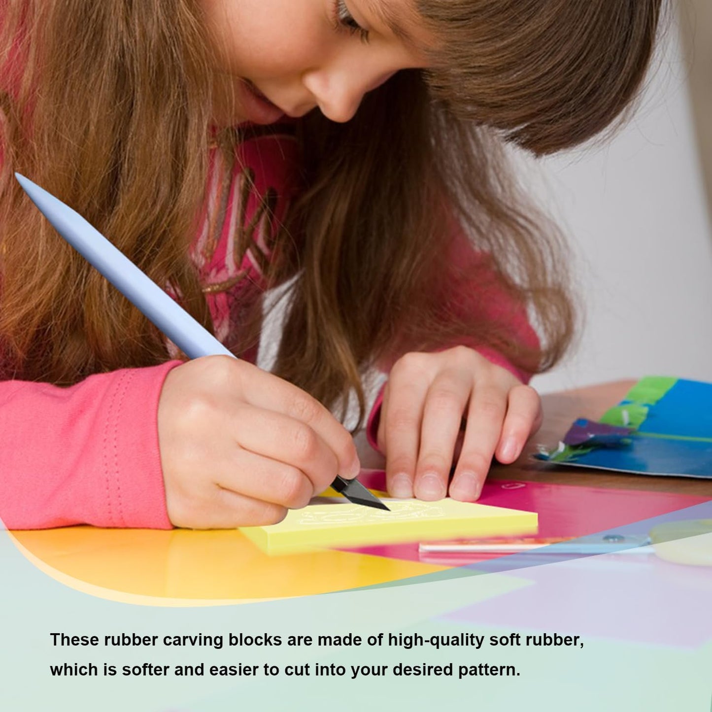 KUKLIPJIM 25 Pcs 4""x6"" Rubber Carving Blocks, Linoleum Blocks, Stamp Carving Blocks for Printmaking, Linocut Artists, Crafts and More,(Yellow)