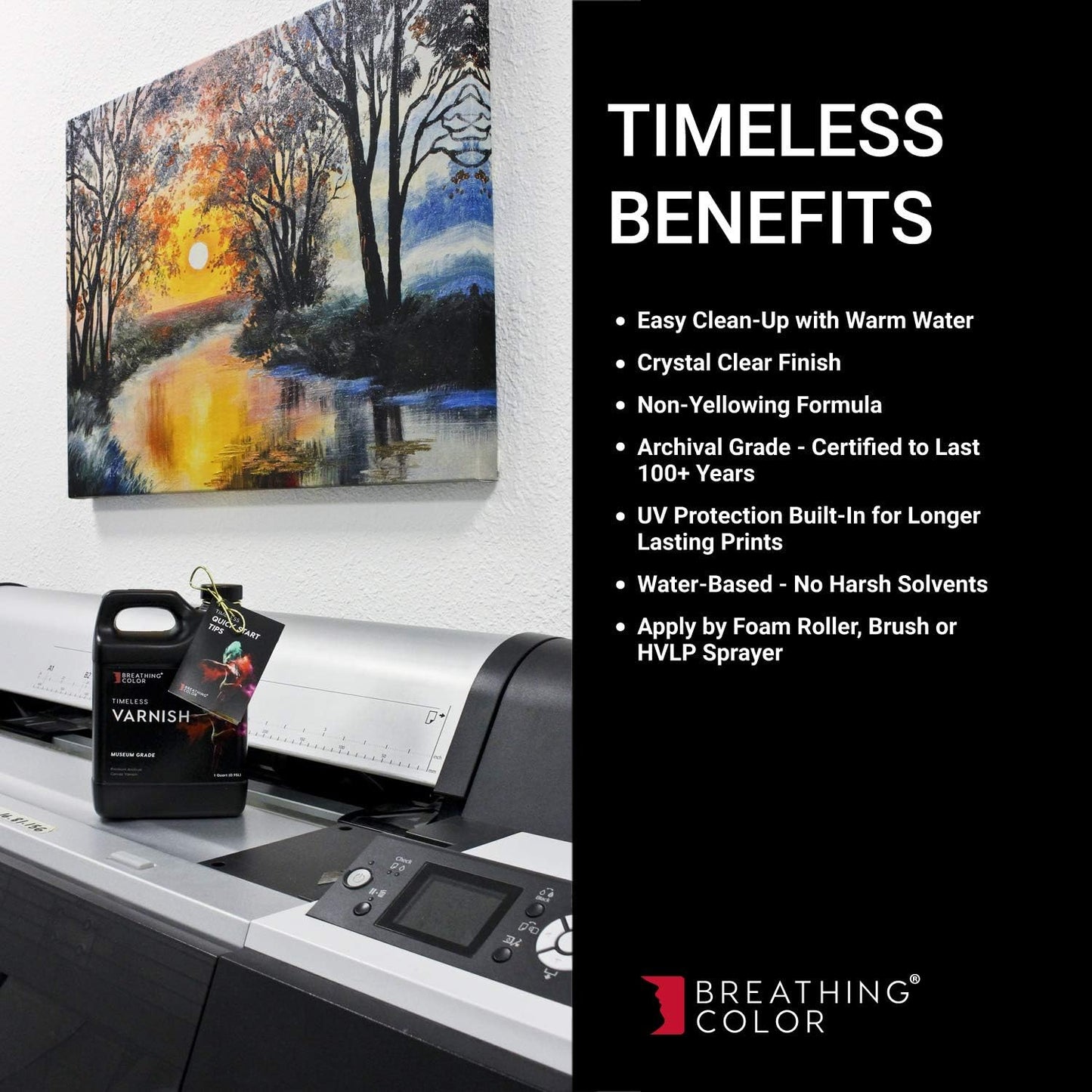 Breathing Color Timeless Archival Print Varnish - 1 Quart, Matte Finish, Professional Quality Canvas Coating, Water Based UV Protection, No Glare Finish, 100+ Years Certified Archival