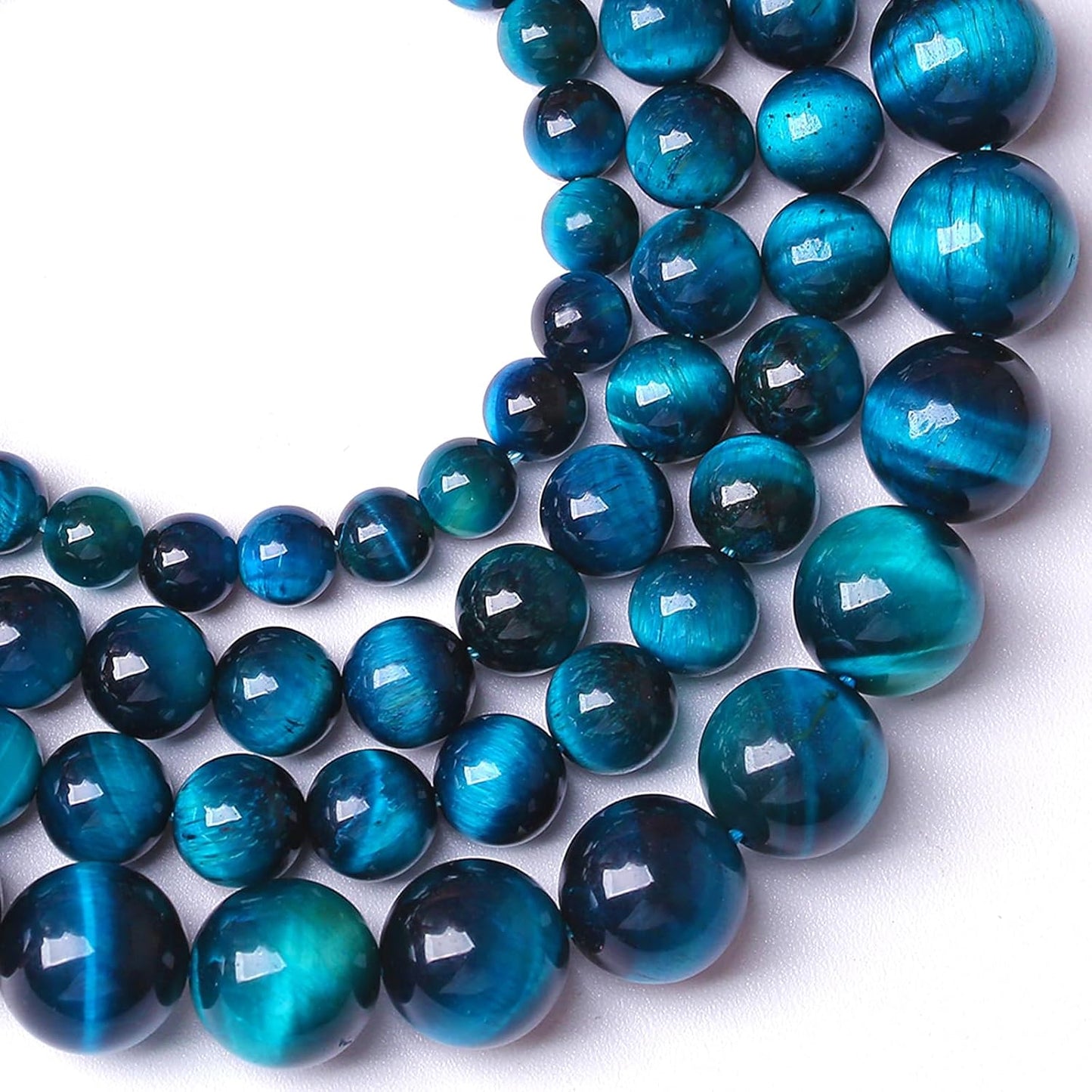 8MM 90pcs Natural Royal Blue Tiger Eye Stone Energy Healing Beads Round Loose Beads for Jewelry Making Bracelet 2 Strands 32"