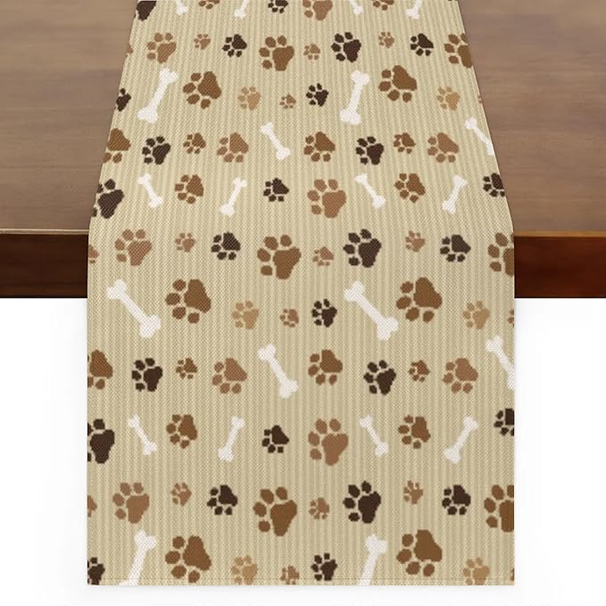 Pet Paws Table Runner Kitchen Dining Table Runner 13*36in Table Center Decor for Indoor Outdoor Home Holiday Party