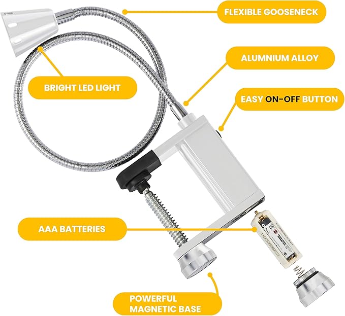 BBQ Grill Lights Magnetic Base Super-Bright LED Lights-360 Degree Flexible Gooseneck, Weather Resistant, Task Lighting Barbecue Grilling Gifts for Men Dad Husband (Silver, 1 Pack)