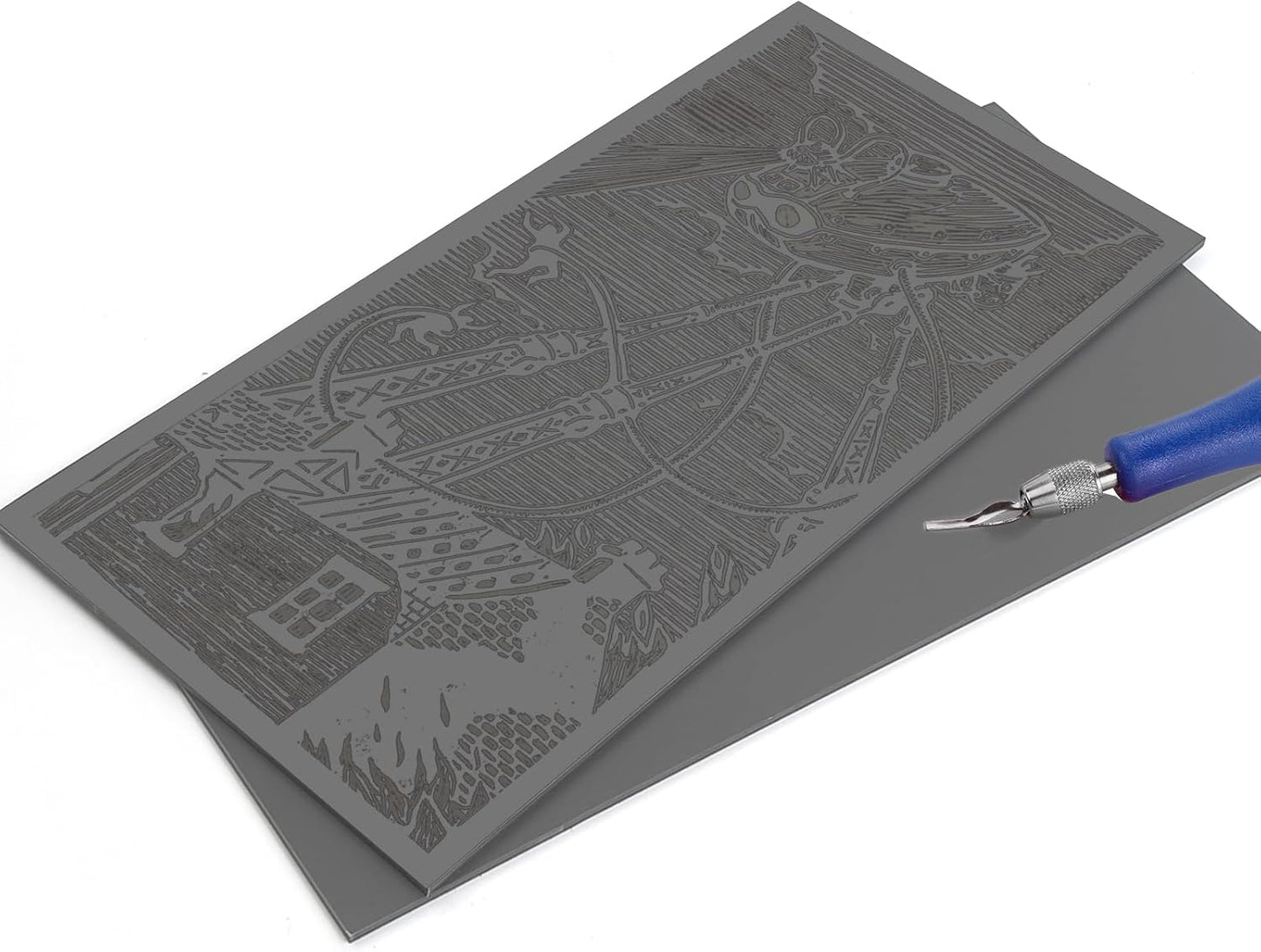 Falling in Art 6 * 12 Linoleum Carving Blocks, 2 Pack Soft Stamp Rubber Blocks for Crafts and Artists Printmaking, Gray,1/8" Thick