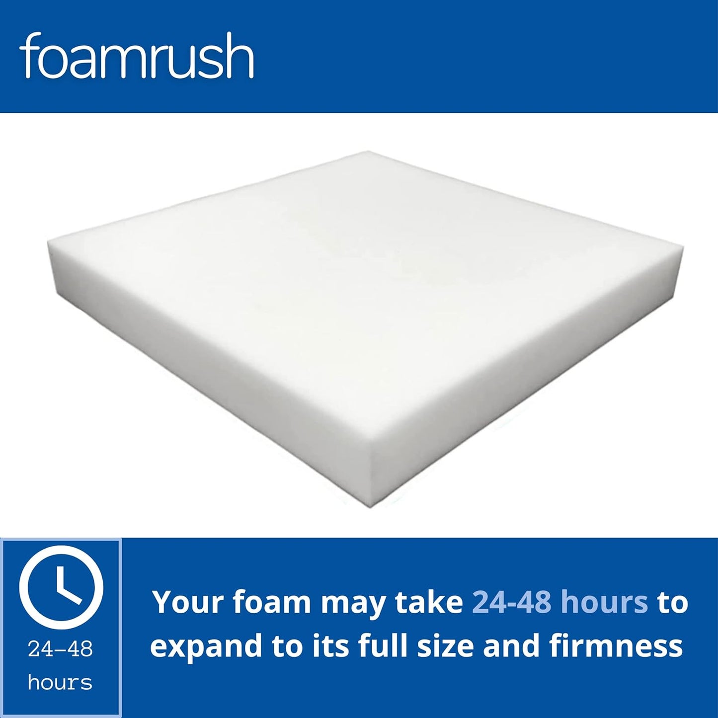 FoamRush 12" H x 24" W x 24" L Upholstery Foam Cushion High Density (Chair Cushion Square Foam for Dinning Chairs, Wheelchair Seat Cushion Replacement)