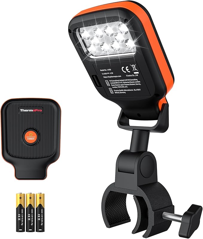 ThermoPro Outdoor Grill Light for BBQ with 10 LEDs, 3 Brightness & Energy-Saving Button, 360° Adjustable Grill Lights for Outdoor Grill, Grill Gifts for Him Her Parents Husbands, Batteries Included