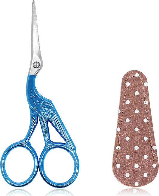 BIHRTC 4.5Inch Small Sewing Scissors Stainless Steel Sharp Tip Scissors with Leather Protect Cover for Embroidery Craft Needle Work Art Work Handcraft Threading