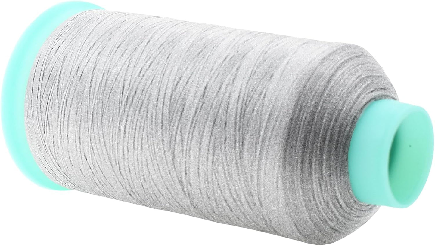 Mandala Crafts Bonded Nylon Thread Silver Heavy Duty Sewing Threads - 2843 YDs Size 46 210D T45 Tex 45 Thread for Leather Jeans Weaving Outdoor Marine Upholstery Threads