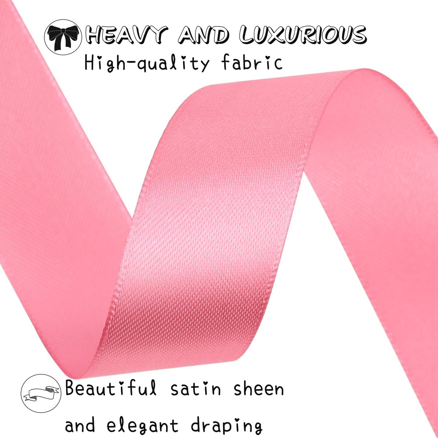 Rose Gold Solid Satin Ribbon 1 Inch 25 Yards Solid Polyester Fabric Ribbon for Gift Wrapping Wedding Christmas Baby Shower Birthday Party Decoration Handmade Immortal Flower Craft