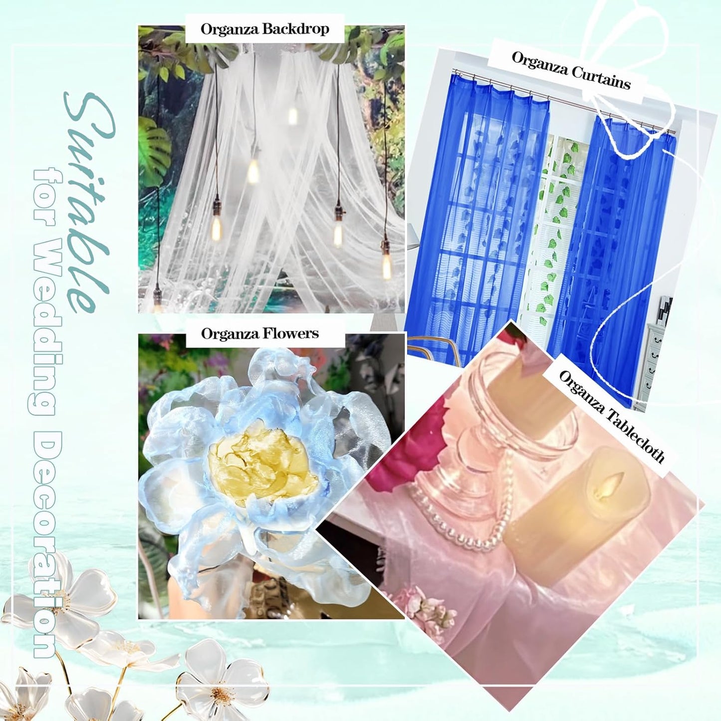 VACVELT Sheer Organza Fabric by The Yard, 60 Inch Wide Black Organza Fabric Bolt Bridal Sheer Tulle Fabric, Silk Organza Fabric Roll for Wedding Party Decorations Backdrop Curtain (2 Yards)