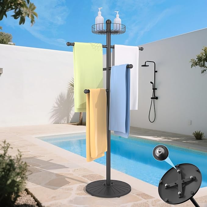 Weighted Pool Towel Rack Outdoor 20 lbs, Removable Pool Towel Holder, Towel Tree for Beach, Pool Outside.