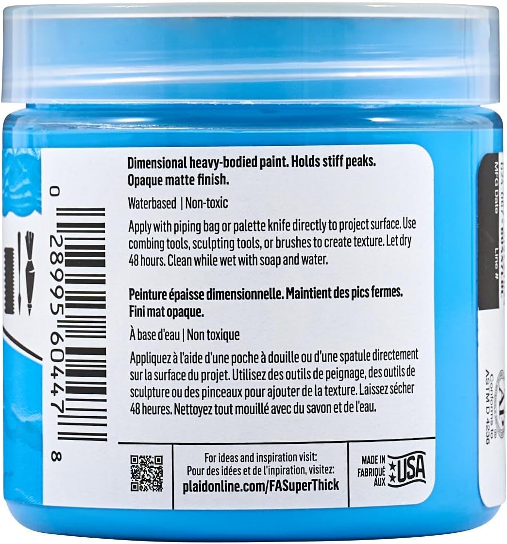FolkArt Super Thick Acrylic Paint with a Textured Finish, Medium Blue, 4 oz