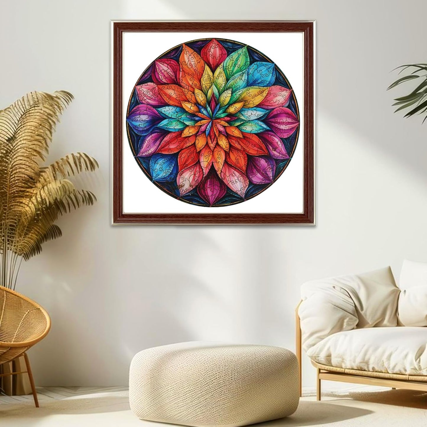 Wooden Puzzles for Adults 500 Pieces, Color Mandala Jigsaw Puzzles, Unique Design Color Challenge Adult Puzzles for Family Game Gift, Home Decor, 16.1x16.5 inch