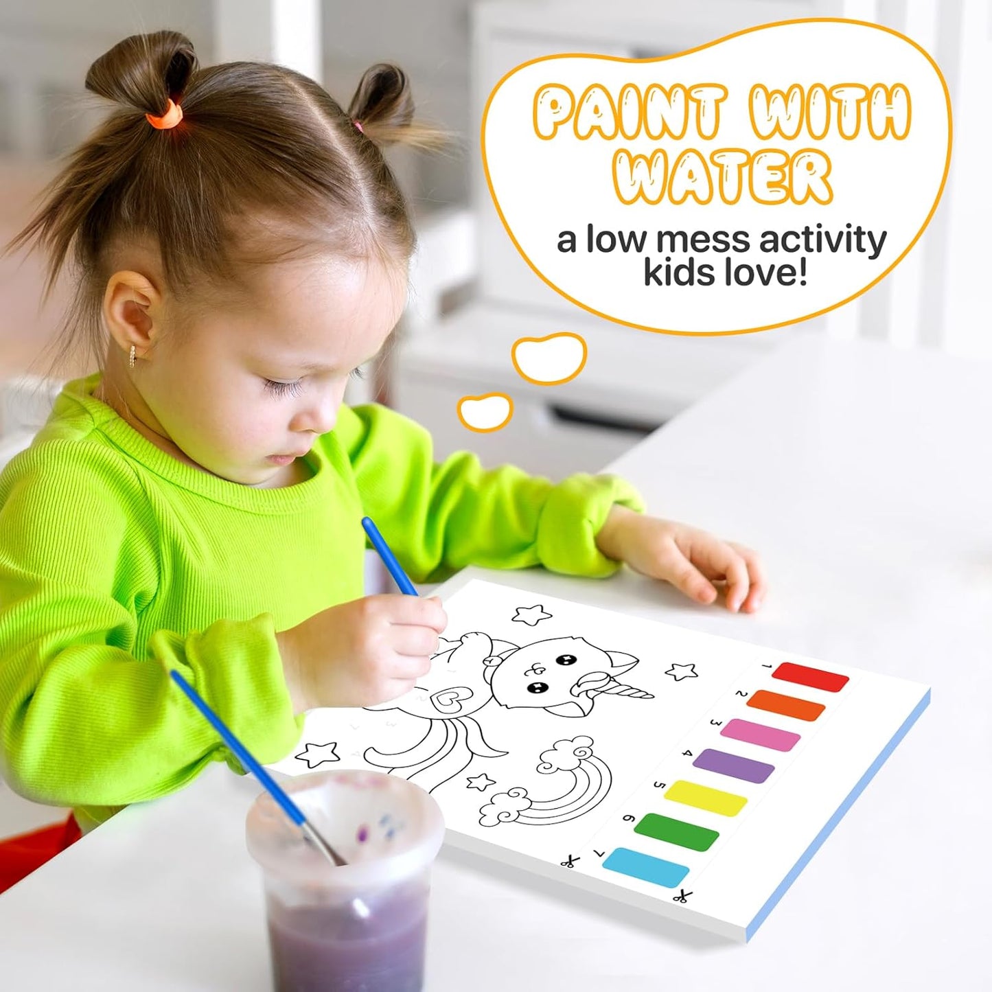 Paint with Water Coloring Books for Kids,Princess Art Craft Kit No Mess Water Color Painting Sets for Kids Ages 4-8,Birthday Gifts Travel Toy Crafts Supplies Kits for Girls Boys Drawing with 2 Brushes
