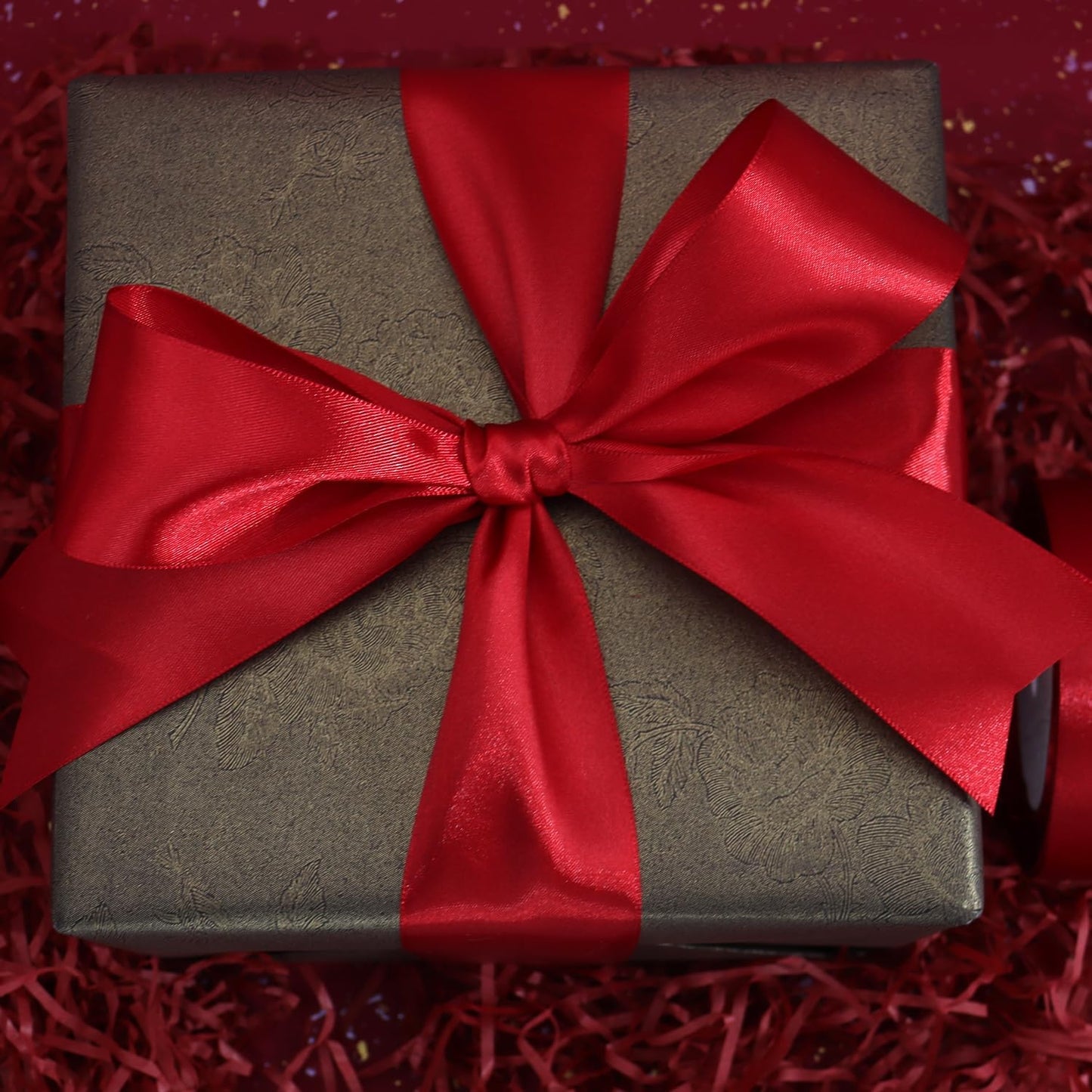 Deep red Solid Satin Ribbon 2 Inch 25 Yards Solid Polyester Fabric Ribbon for Gift Wrapping Wedding Christmas Baby Shower Birthday Party Decoration Handmade Immortal Flower Craft