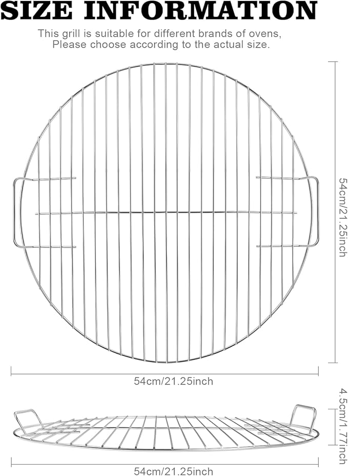 Replacement Cooking Grate, Fits 22 inch Weber Charcoal Grills (22" Original Kettle and Original Kettle Premium, Master-Touch, Bar-B-Kettle, Performer), Silver