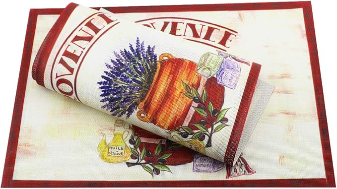 Gugrida Nature Place Mats Set of 6 Washable PVC Dining Table Placemats (Colorful)