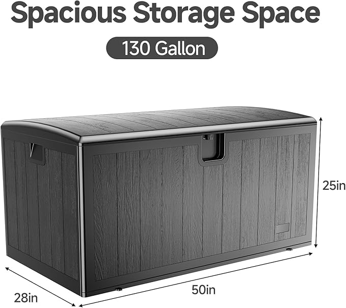 JEKO&JEKO 240 Gallon Outdoor Storage Box Set, 2-Pack (110 Gallon & 130 Gallon) Deck Boxes with Lockable Lid for Patio and Garden, Black