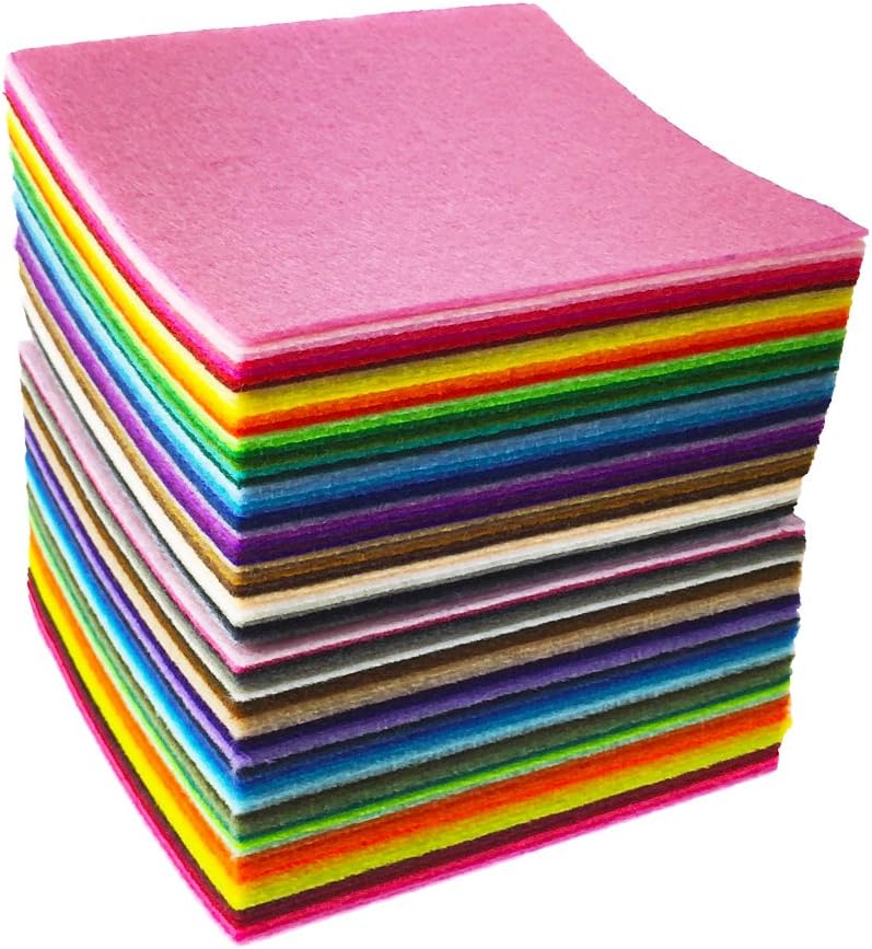88pcs 4 x 4 inches (10 x 10cm) Assorted Color Mini Felt Fabric Sheets Patchwork Sewing DIY Craft 1mm Thick