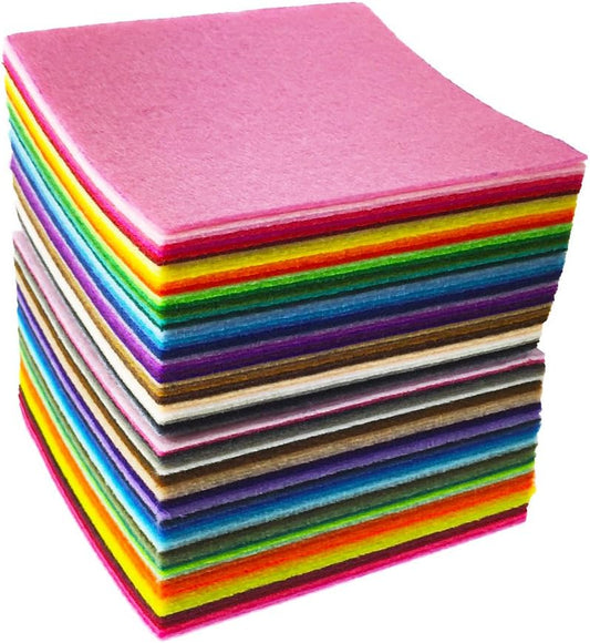 88pcs 4 x 4 inches (10 x 10cm) Assorted Color Mini Felt Fabric Sheets Patchwork Sewing DIY Craft 1mm Thick