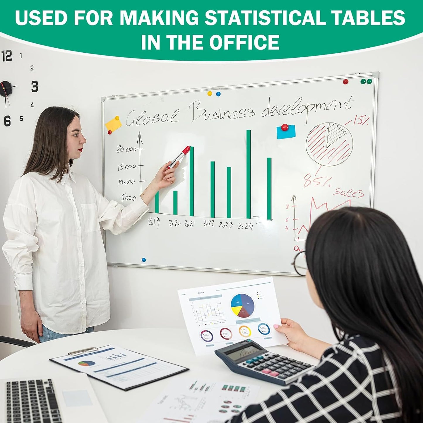 Magnetic Tape Roll Thin Strips, 0.39 Inch x 33 Feet Magnetic Board Dividers Whiteboard Graphic Decorative Tape Marking Line for Classroom Office Art Accessories(Green)