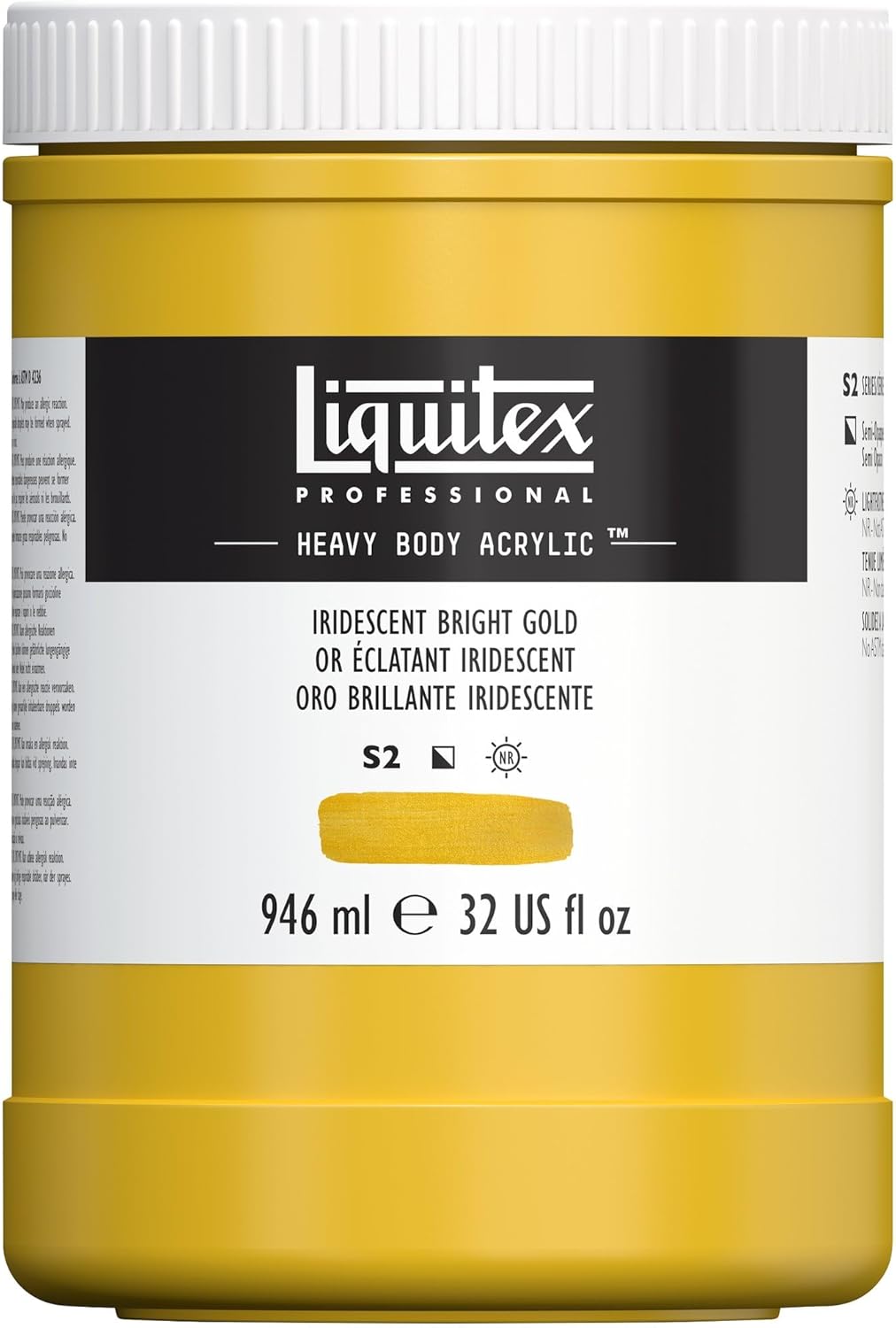 Liquitex Professional Heavy Body Acrylic Paint, 32-oz (946ml) Pot, Iridescent Bright Gold