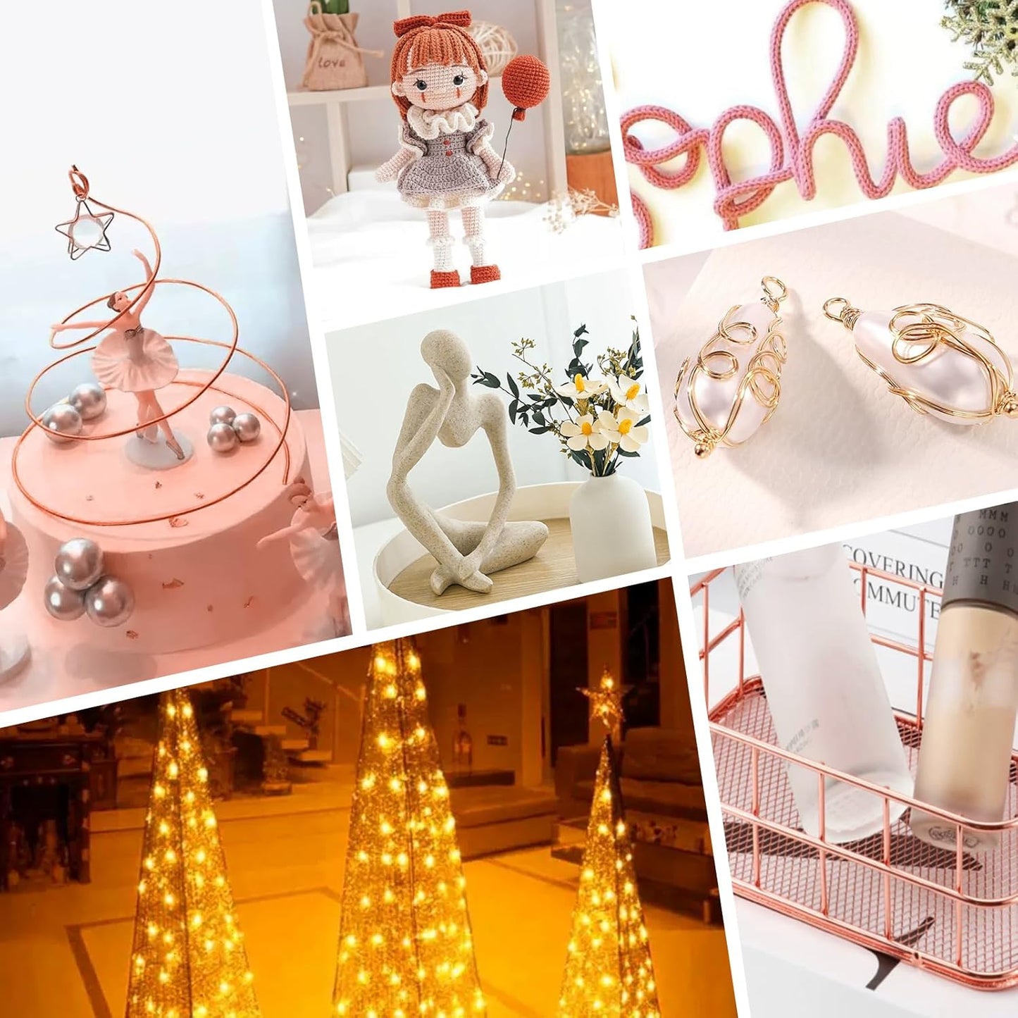 Aluminum Craft Wire for Jewelry Making, 12 Gauge Armature Bendable Craft Bending Wire for Sculpting, Gardening DIY Craft Project Ornaments(Copper, 2 mm)