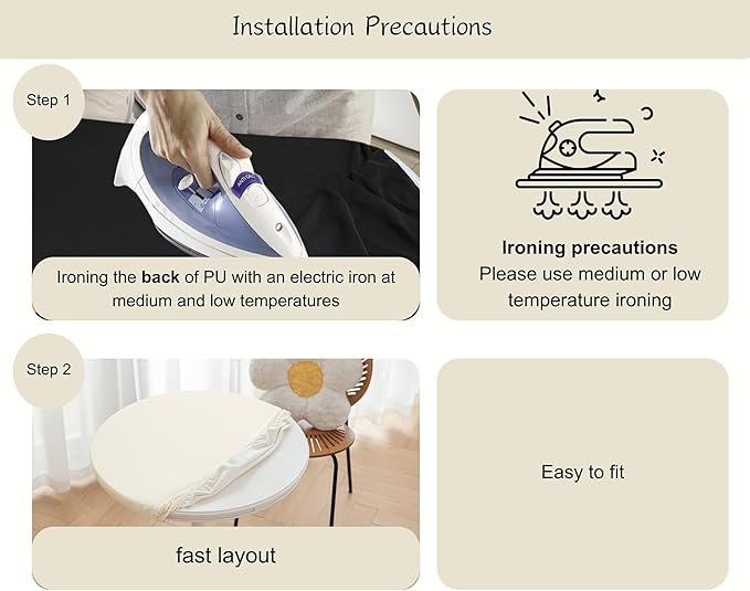 Round Fitted PU Tablecloth with High Elastic Edge 63 Inch Dia Waterproof Oil Proof Table Cloth Anti-Scald Stain-Resistant Wipeable Table Cover for Indoor Outdoor Picnic (Cream,63" Dia)