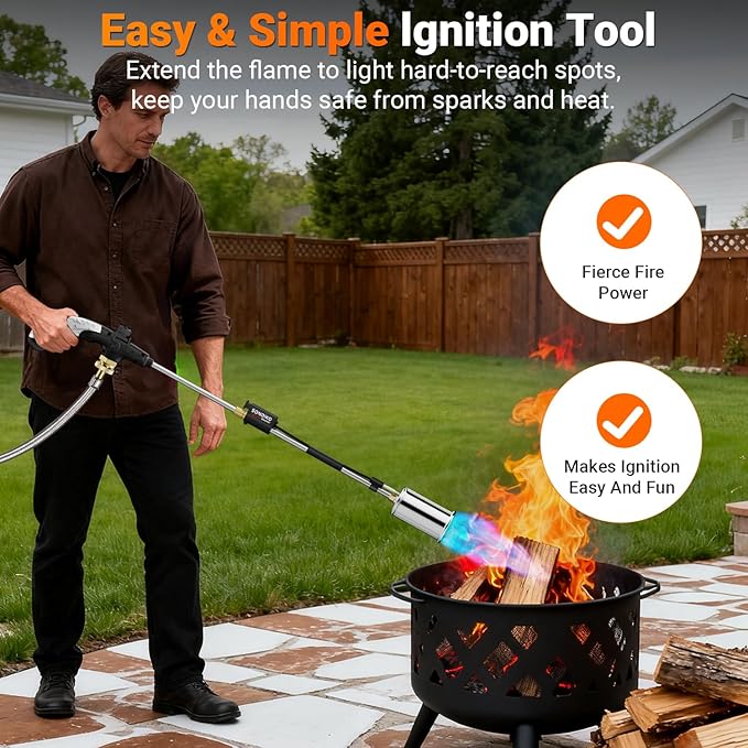 Sondiko Propane Torch Weed Burner with 10 FT Hose, High Output Weed Torch Flamethrower, 30" Detachable Long Arm Heavy Duty Blow Torch with Flame Control(PROPANE TANK NOT INCLUDED)