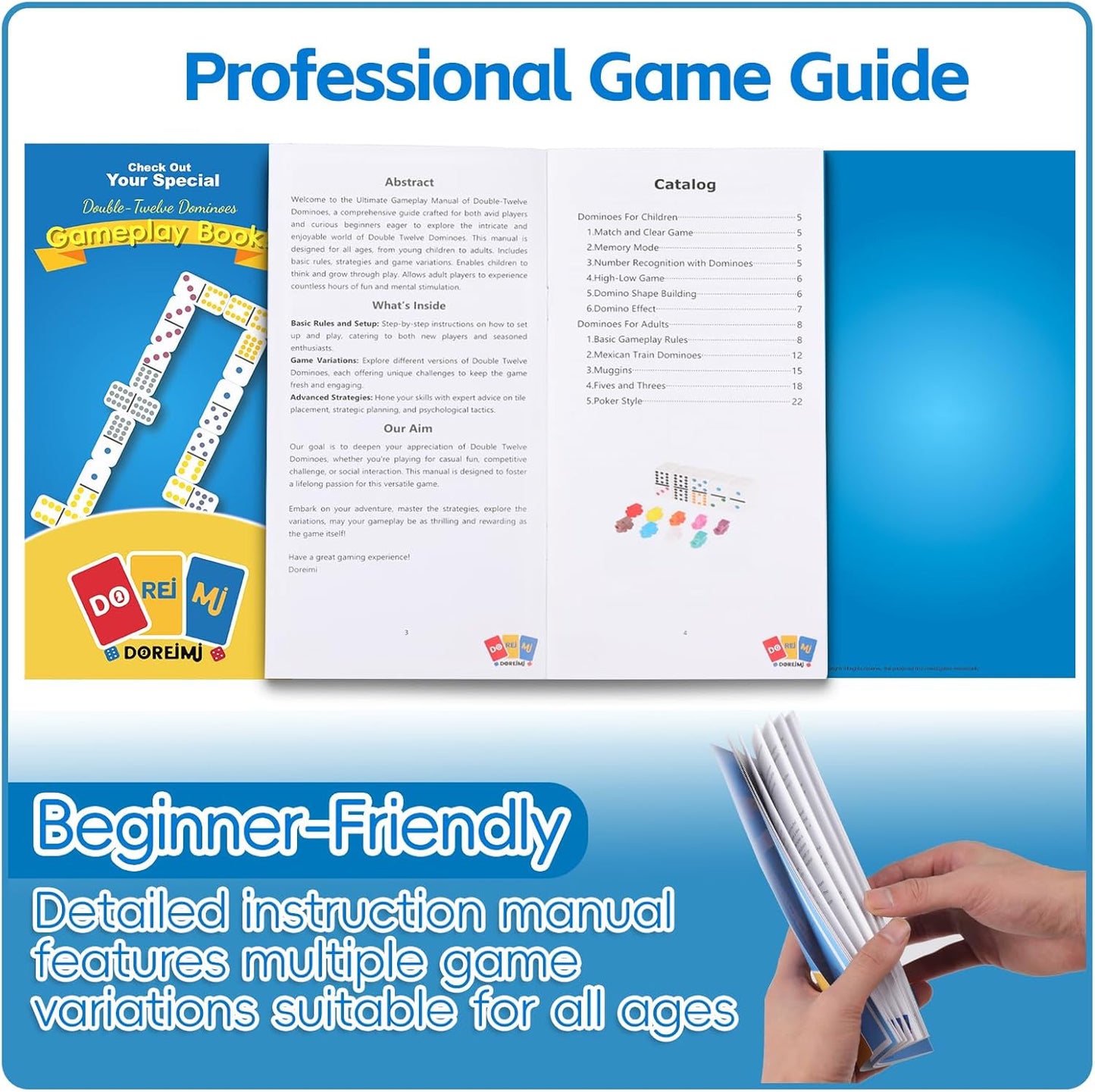 Upgraded Mexican Train Dominoes Set with 8 Wooden Holders, Double 12 Dominos Set for Kids, Adults Travel Domino Train Set with 91 Tiles and Carry Case, Classic Board Games for Family Night