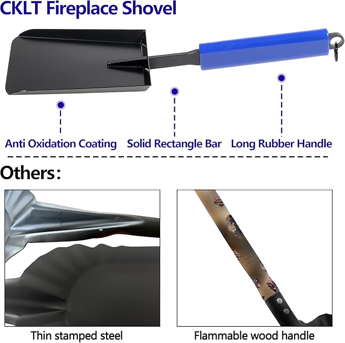 15in Fireplace Ash Shovel for Fire Pit & Indoor Fireplace - Solid Iron Gardening Shovel