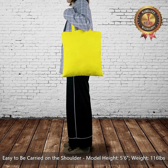 TOPDesign 24-Pack Economical 16"x15" Yellow Cotton Tote Bag, Lightweight Medium Reusable Grocery Shopping Cloth Bags, Suitable for DIY, Advertising, Promotion, Gift, Activity