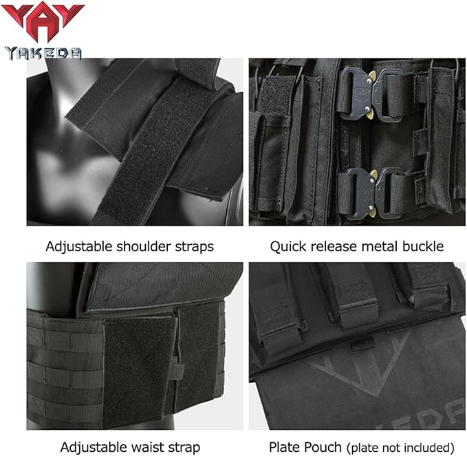 YAKEDA Tactical Outdoor Training Vest - Molle Vest With Multi-Functional Pouches For Training, Hunting & Hiking