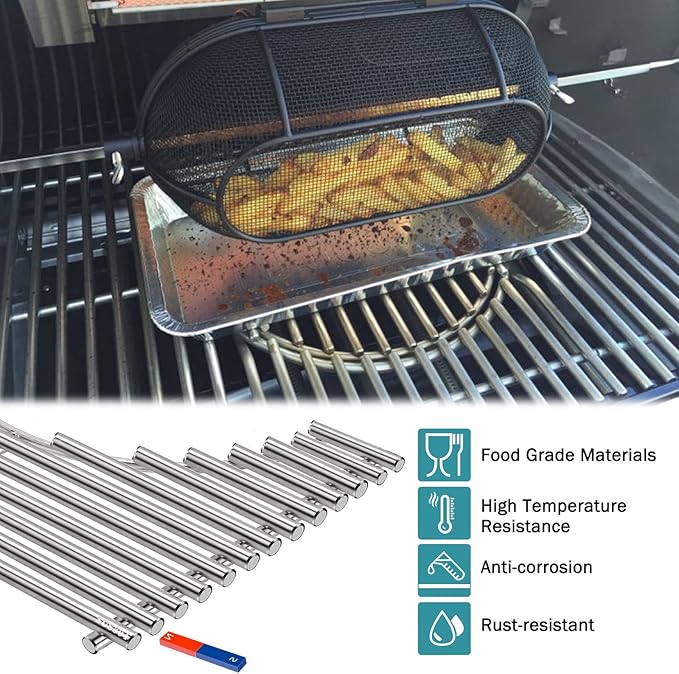 Criditpid 7638 7639 Grill Grates Parts for Weber Spirit I & II 300 Series, Spirit E310 E320 E330 S310 S320, 304 Stainless Steel Gourmet BBQ System Cooking Grate for Genesis Silver B/C,Genesis Gold B/C